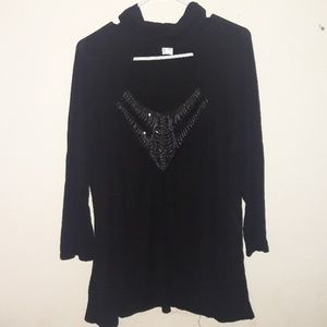 Beaded choker neck shirt